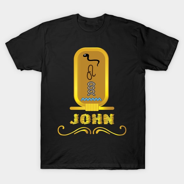 JOHN-American names in hieroglyphic letters-JOHN, name in a Pharaonic Khartouch-Hieroglyphic pharaonic names T-Shirt by egygraphics